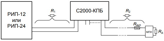 Добавочный токоограничивающий резистор в цепь пуска С2000-АСПТ
